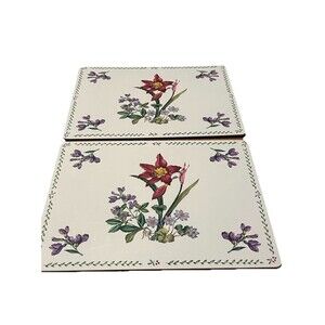 Mikasa Set of 2 Cork Back Placemats Floral Botanical Columbine Design Vintage